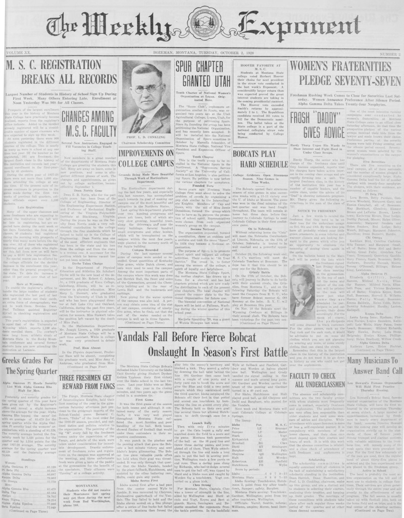 The Weekly Exponent, October 2, 1928