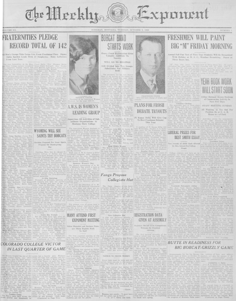 The Weekly Exponent, October 9, 1928