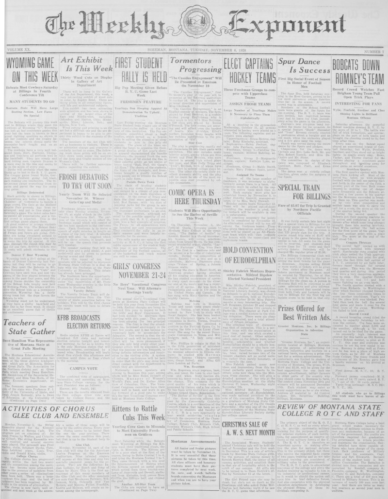 The Weekly Exponent, November 6, 1928