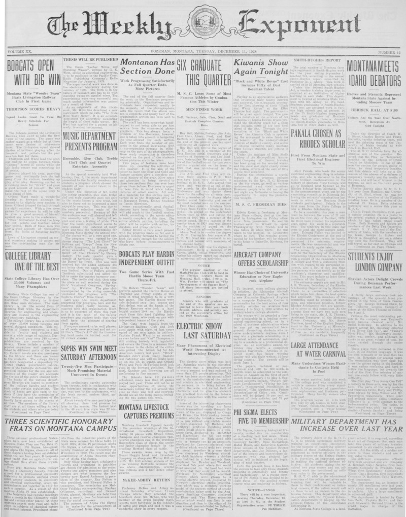 The Weekly Exponent, December 11, 1928