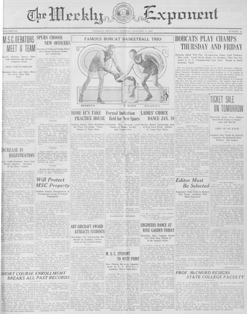 The Weekly Exponent, January 8, 1929