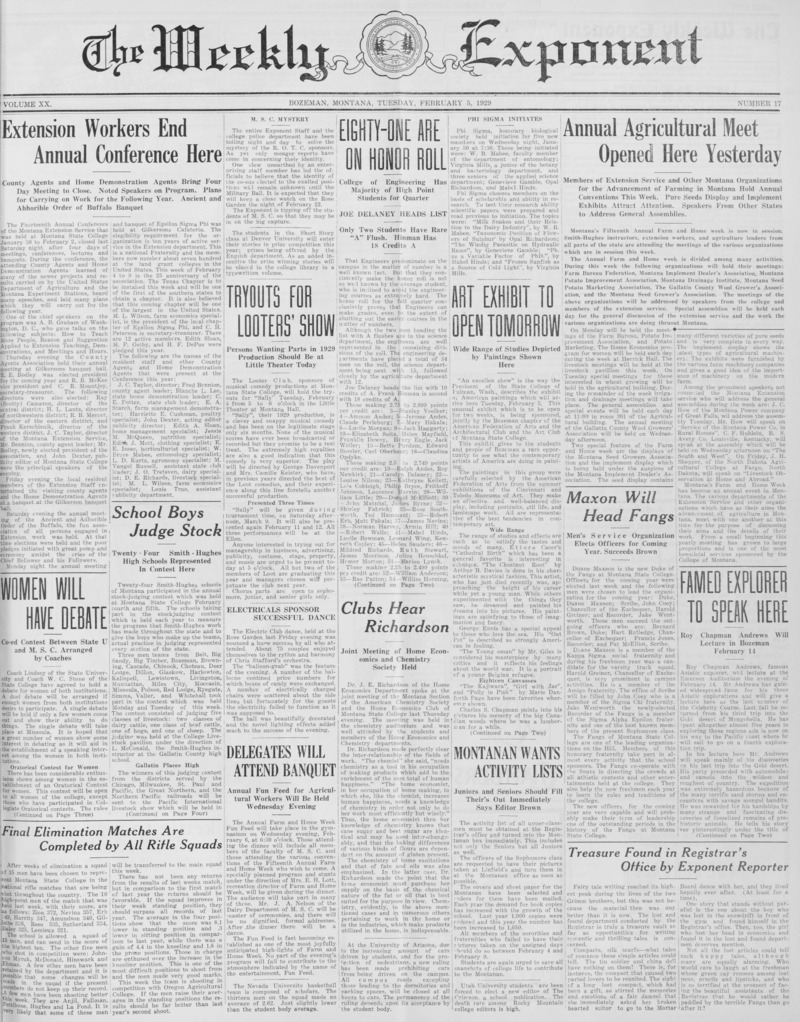 The Weekly Exponent, February 5, 1929