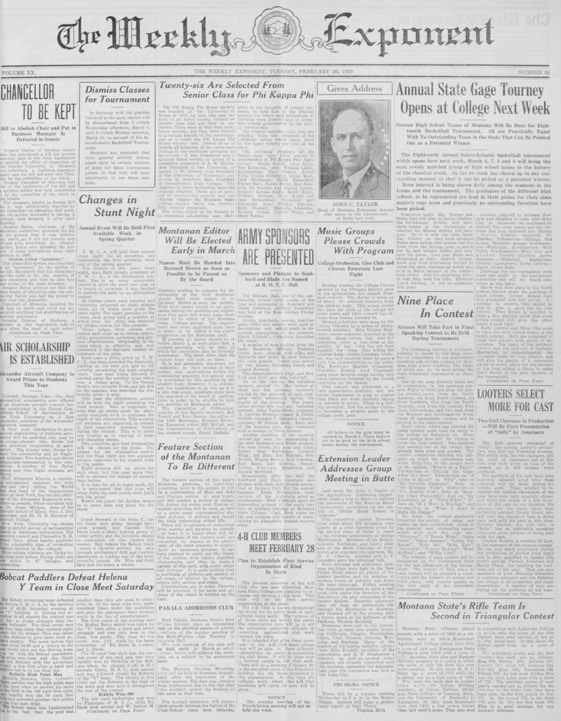 The Weekly Exponent, February 26, 1929