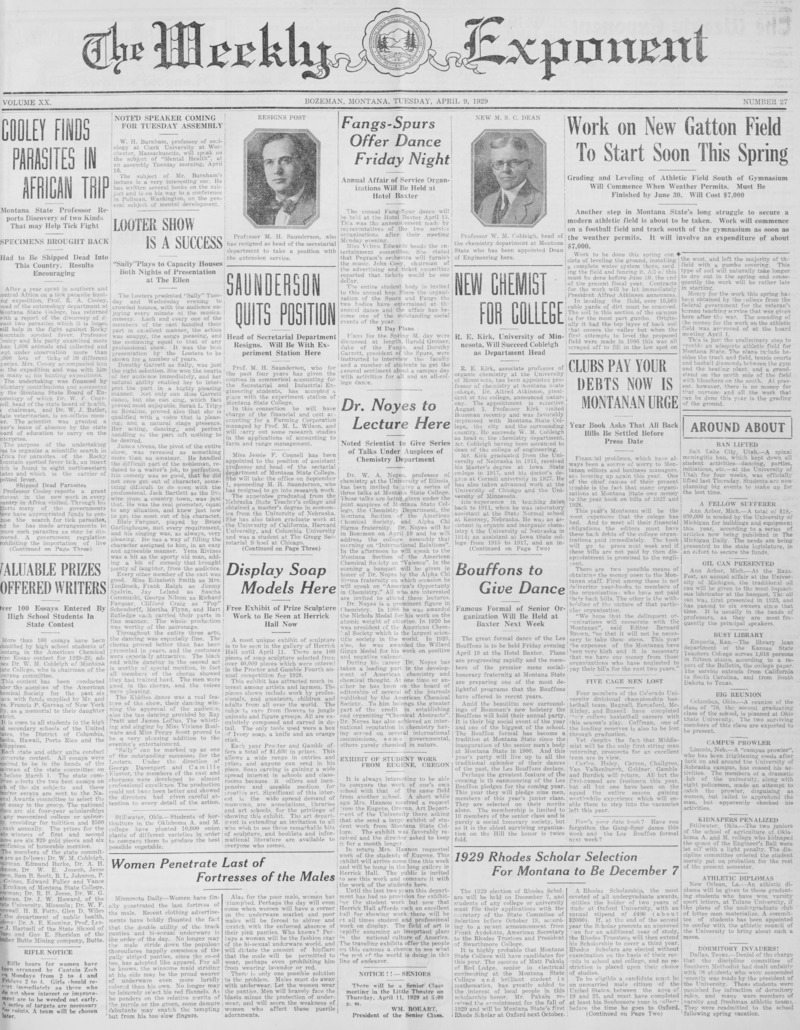 The Weekly Exponent, April 9, 1929