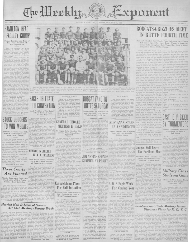 The Weekly Exponent, October 22, 1929