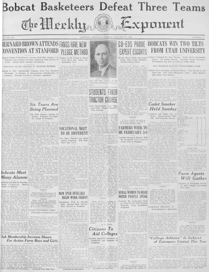 The Weekly Exponent, January 21, 1930