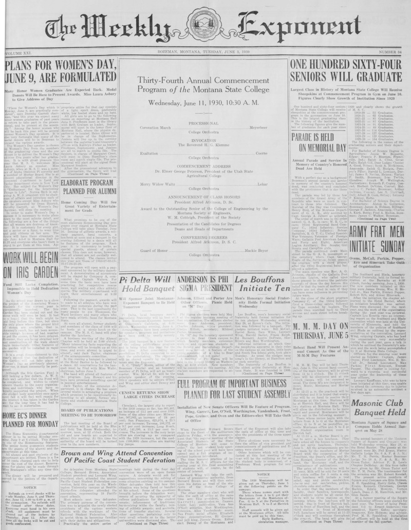 The Weekly Exponent, June 3, 1930