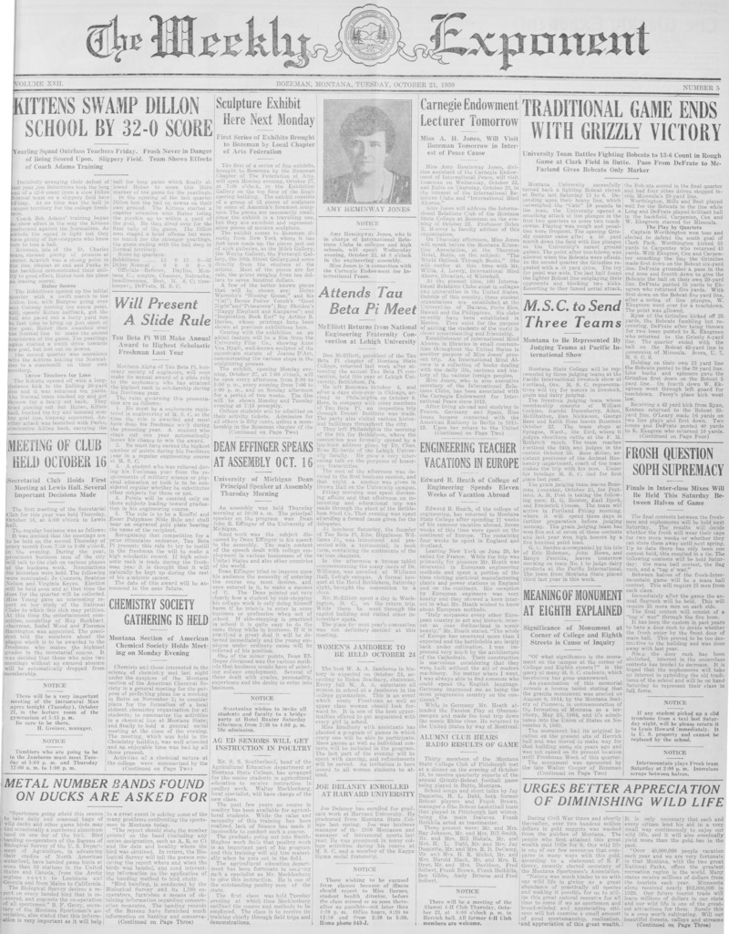 The Weekly Exponent, October 21, 1930