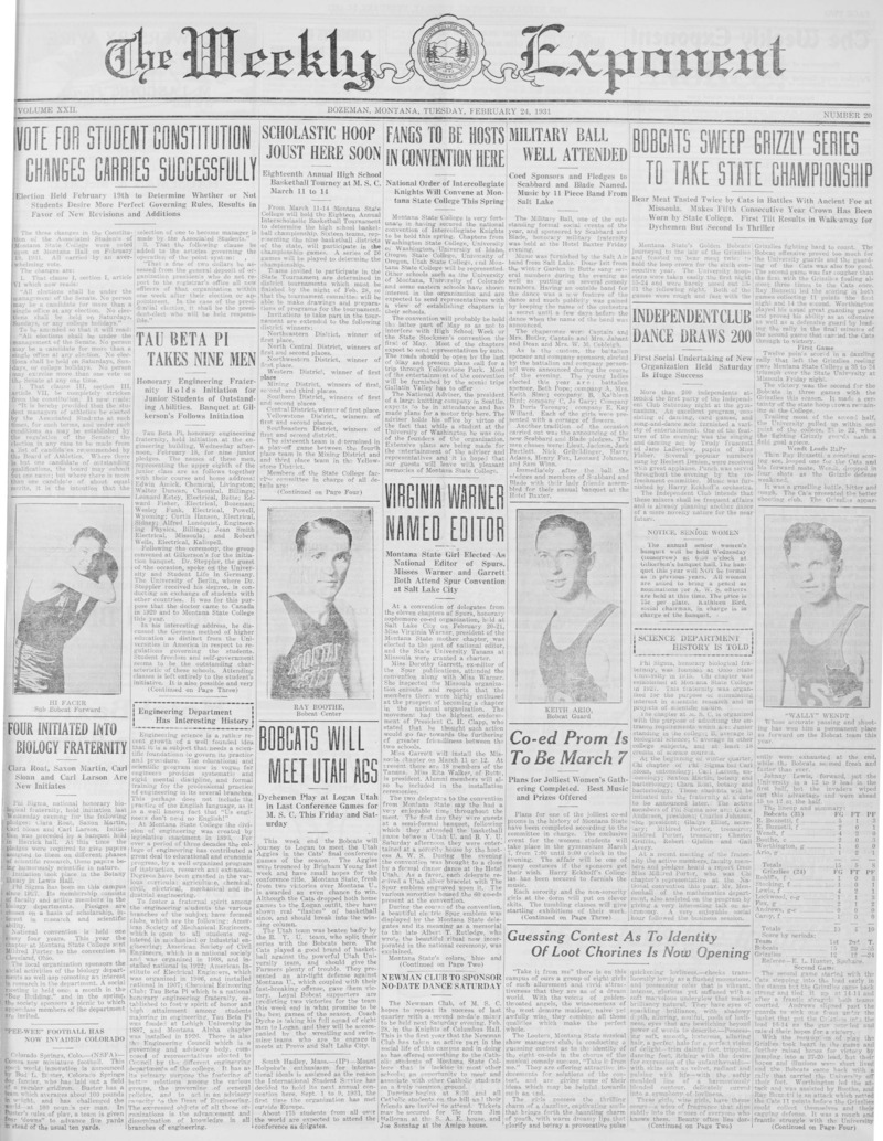 The Weekly Exponent, February 24, 1931
