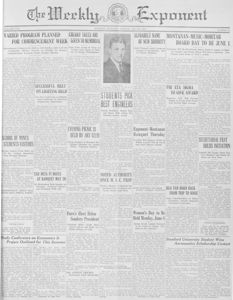 The Weekly Exponent, May 26, 1931