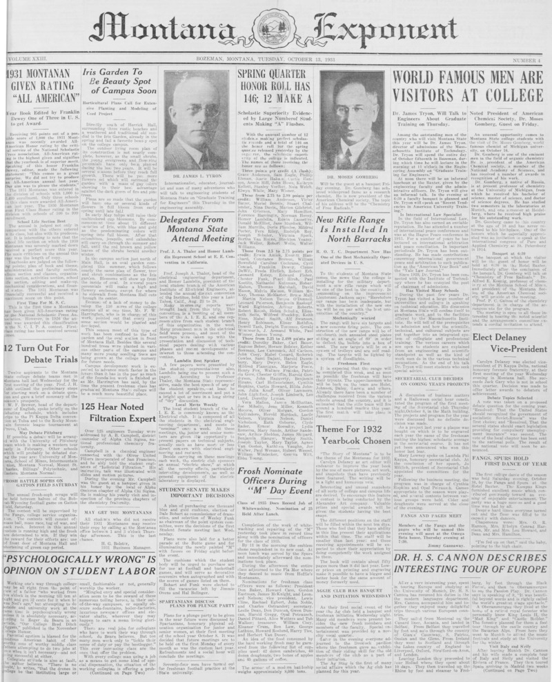 The Montana Exponent, October 13, 1931