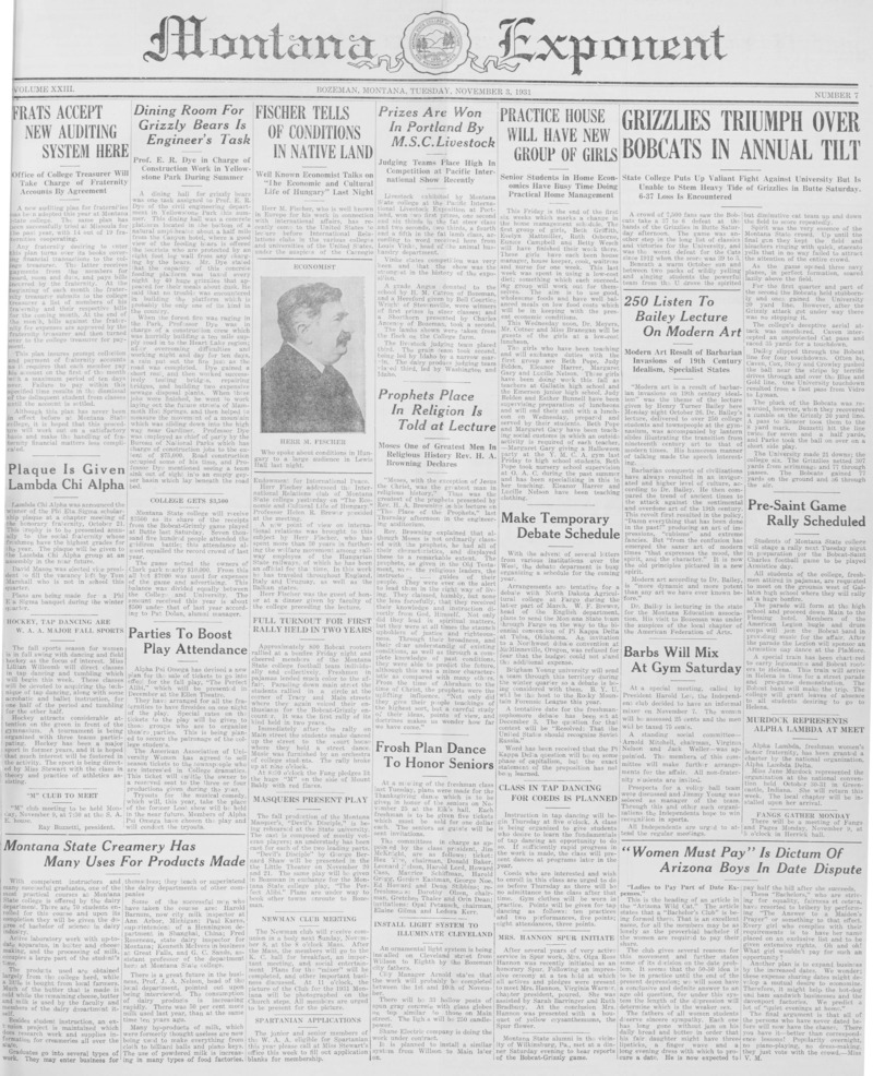 The Montana Exponent, November 3, 1931