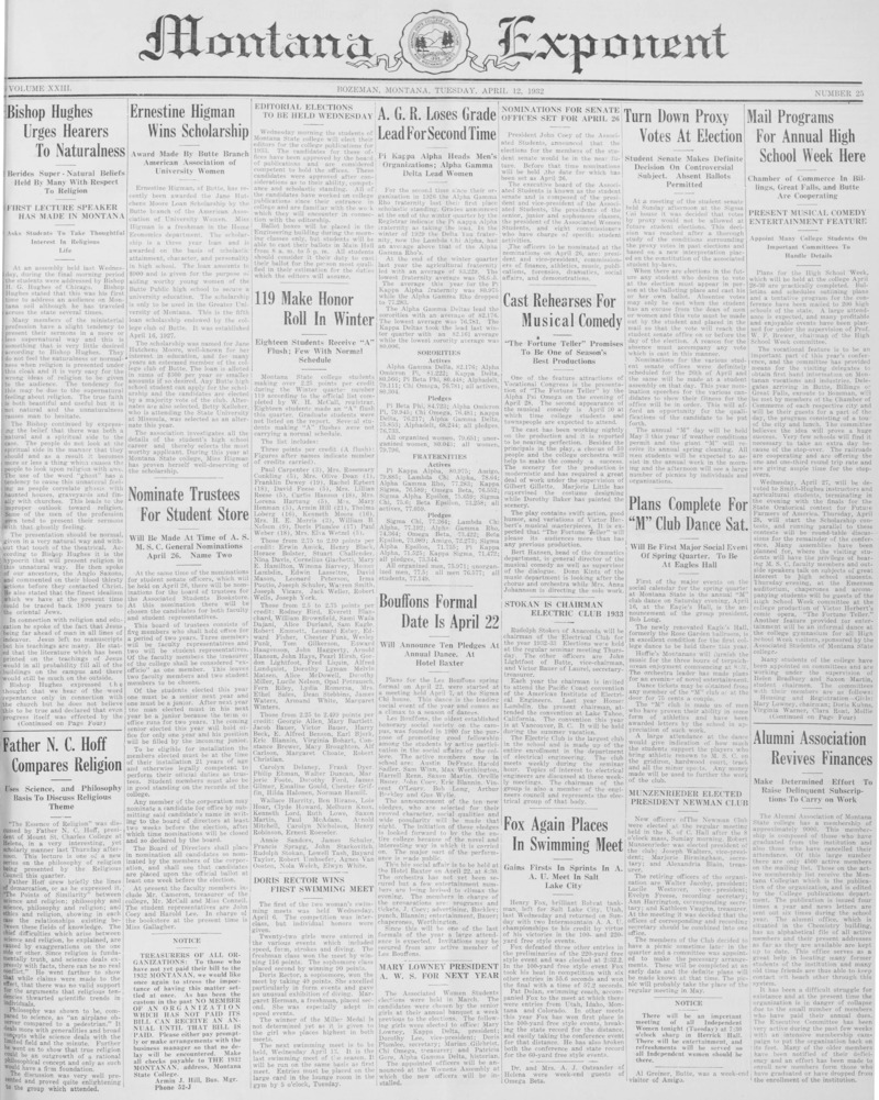 The Montana Exponent, April 12, 1932