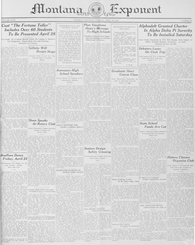 The Montana Exponent, April 19, 1932