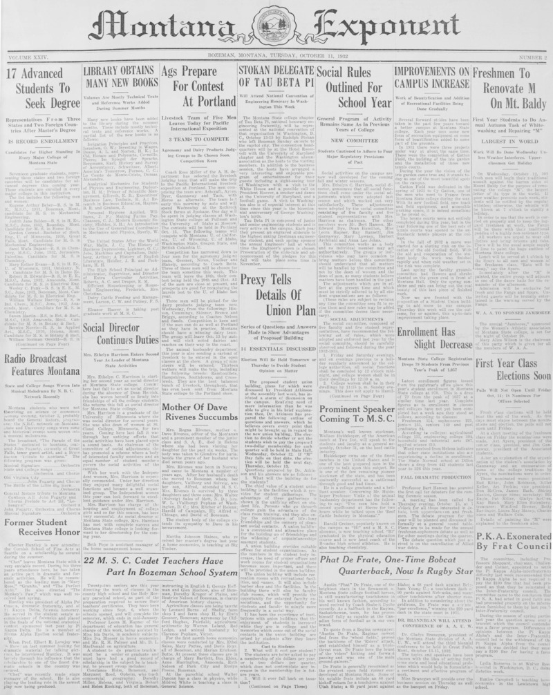 The Montana Exponent, October 11, 1932
