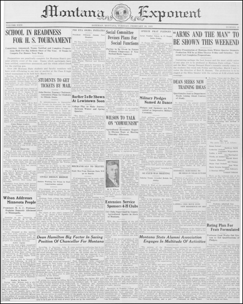 The Montana Exponent, February 28, 1933