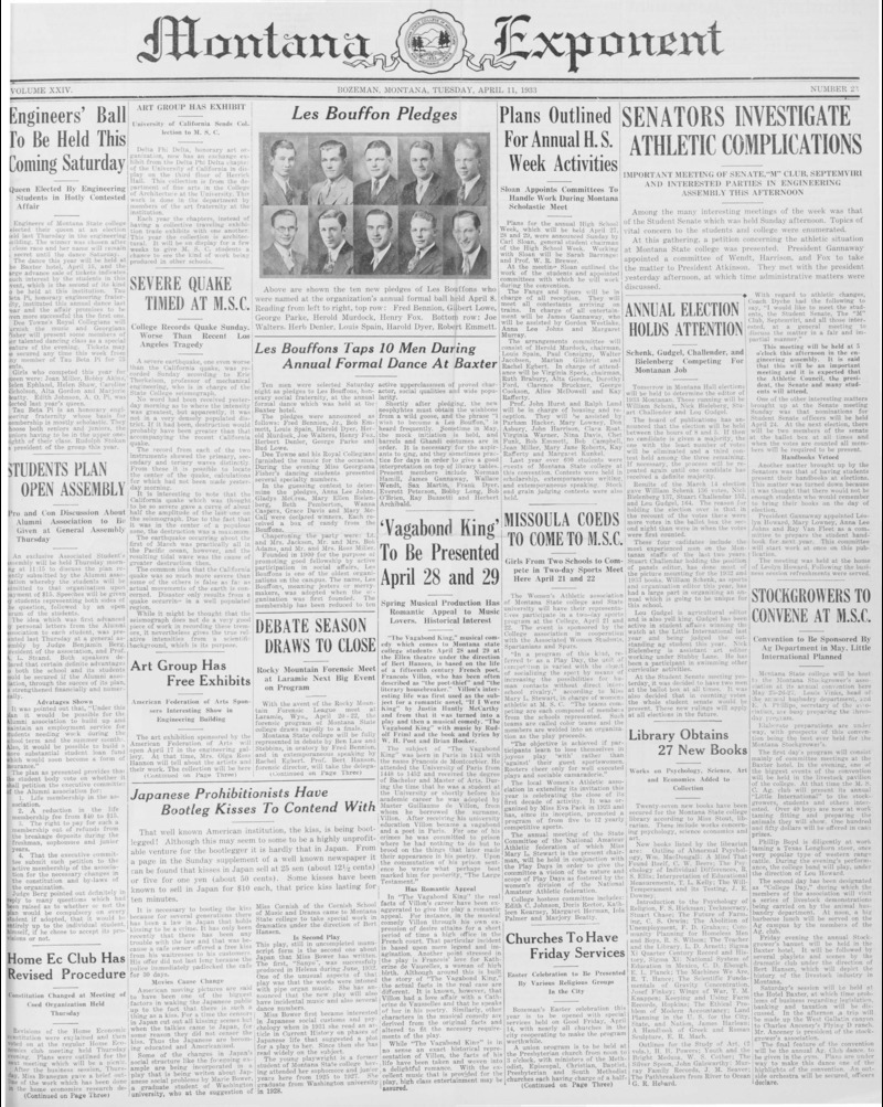 The Montana Exponent, April 11, 1933