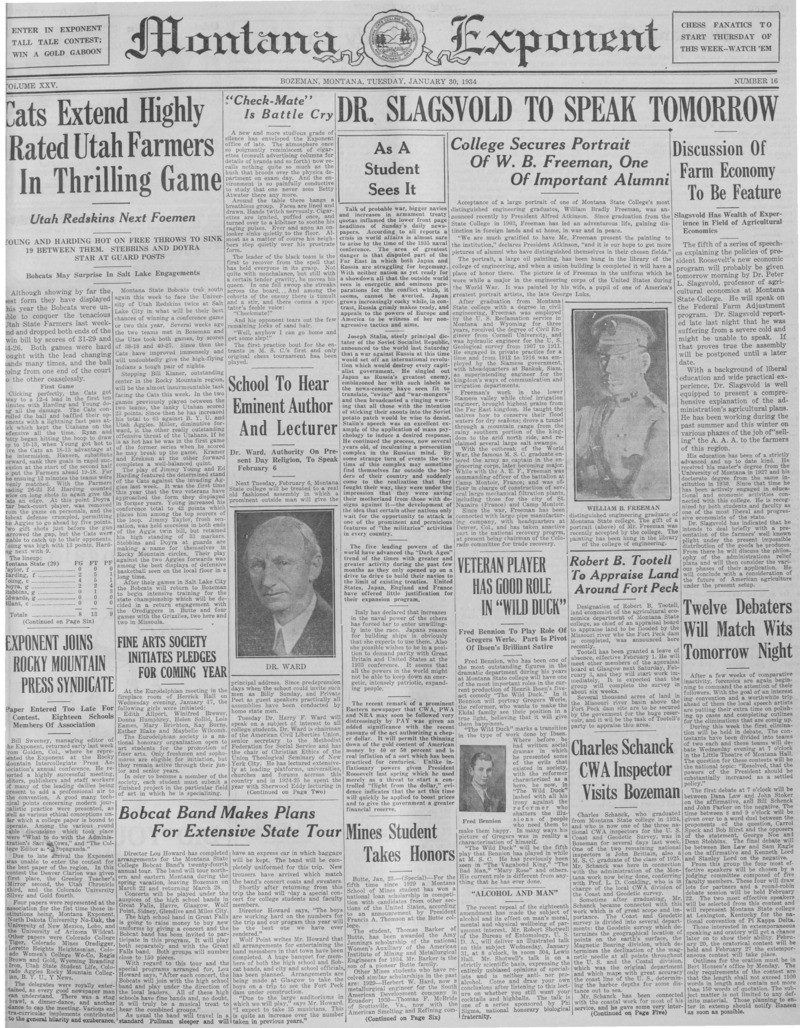 The Montana Exponent, January 30, 1934