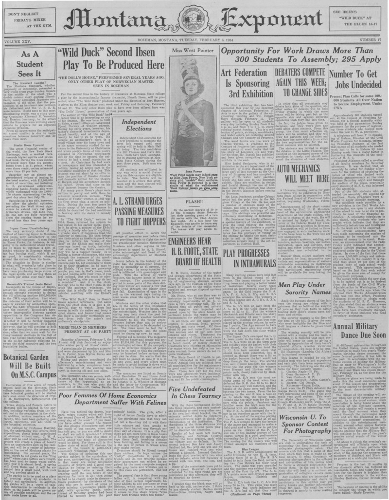 The Montana Exponent, February 6, 1934