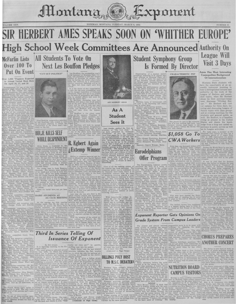 The Montana Exponent, March 6, 1934