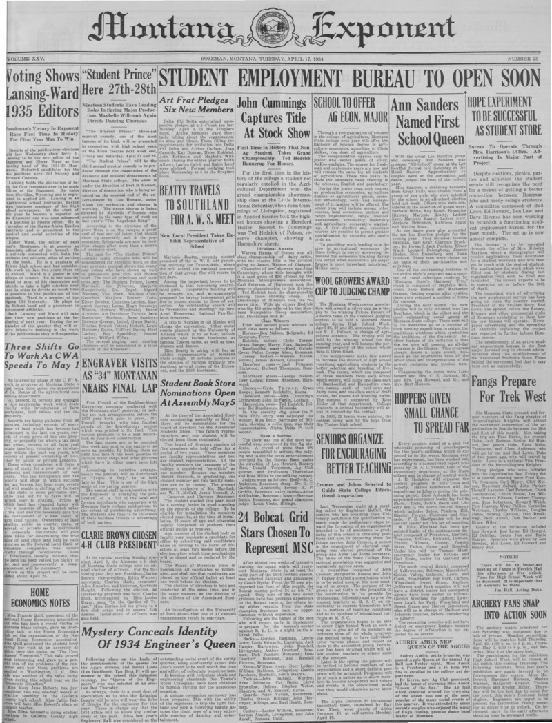 The Montana Exponent, April 17, 1934