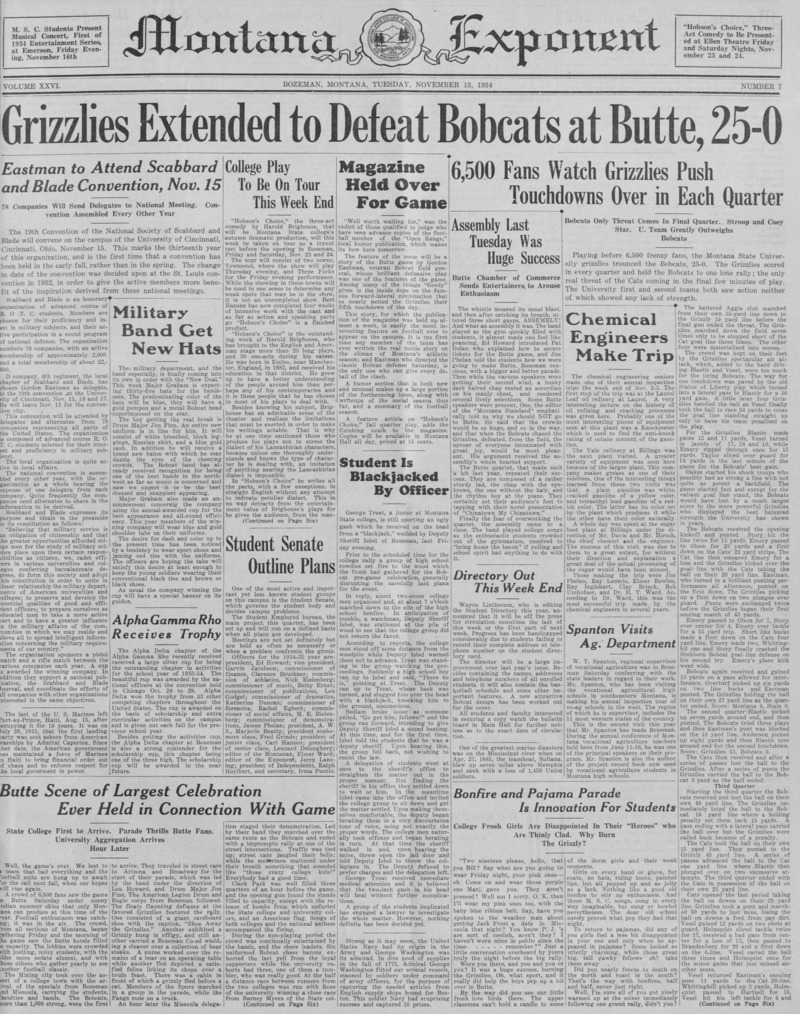 The Montana Exponent, November 13, 1934