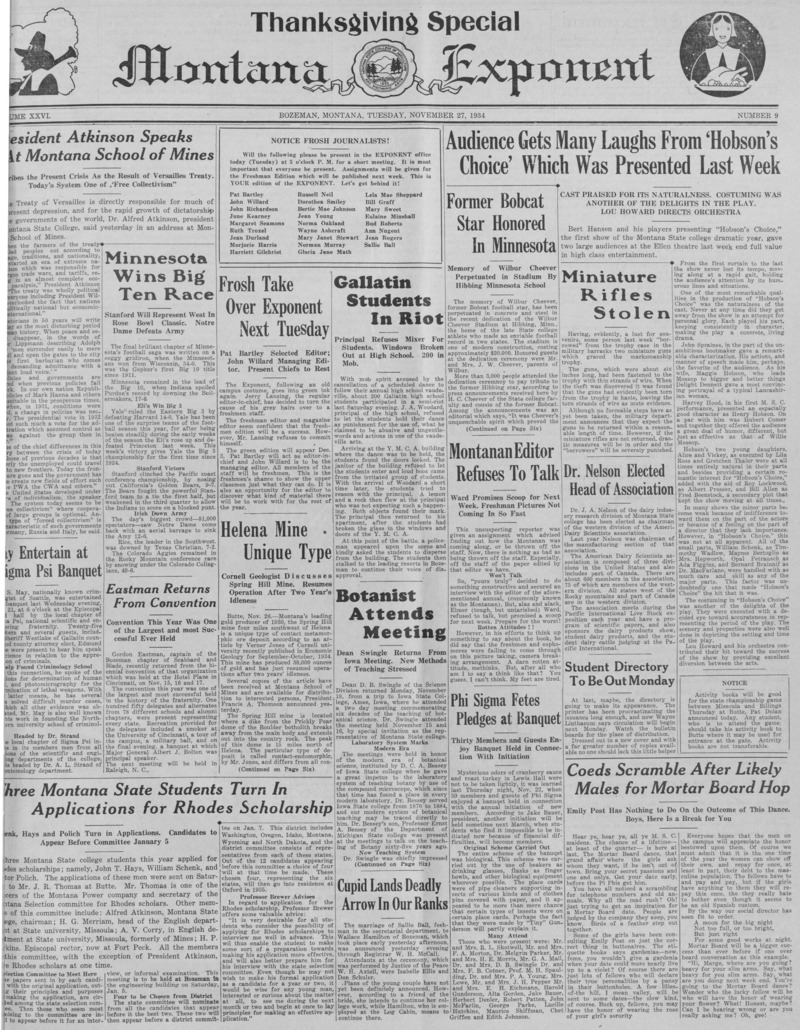The Montana Exponent, November 27, 1934