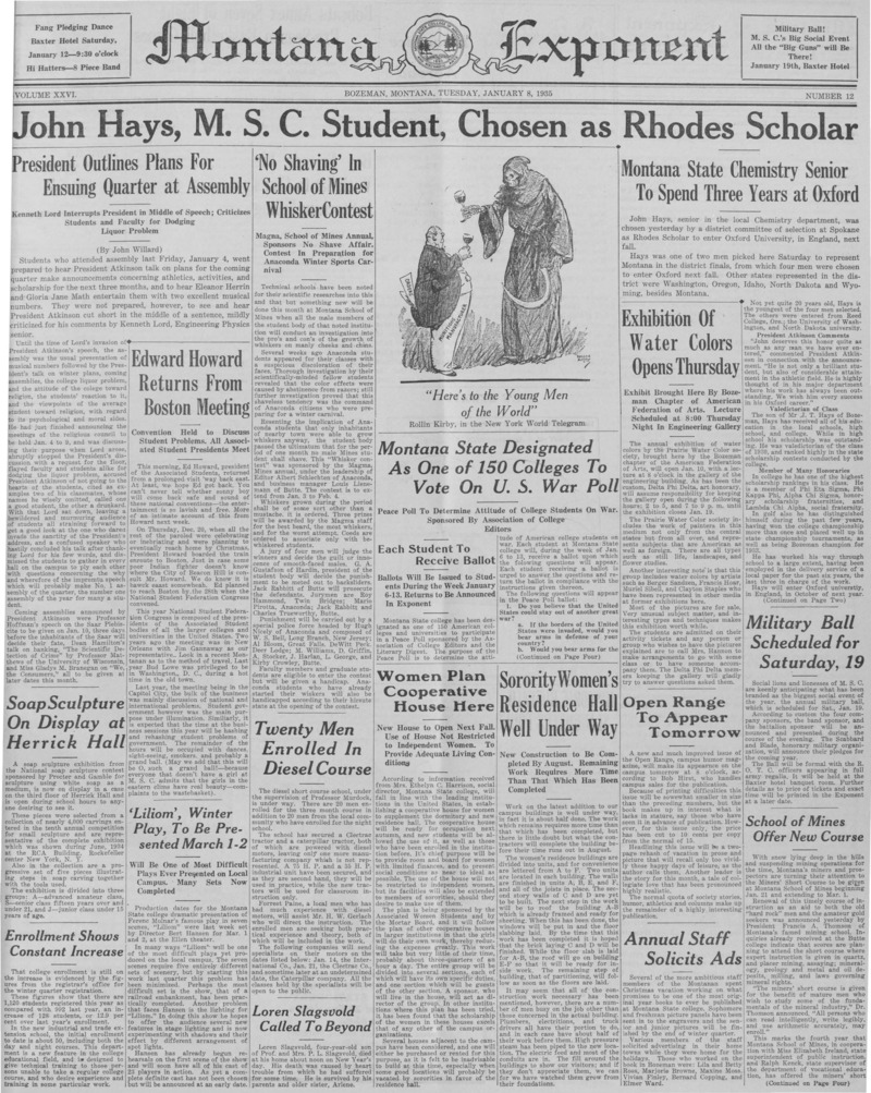 The Montana Exponent, January 8, 1935