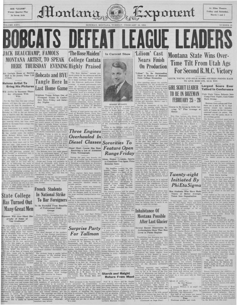 The Montana Exponent, February 19, 1934