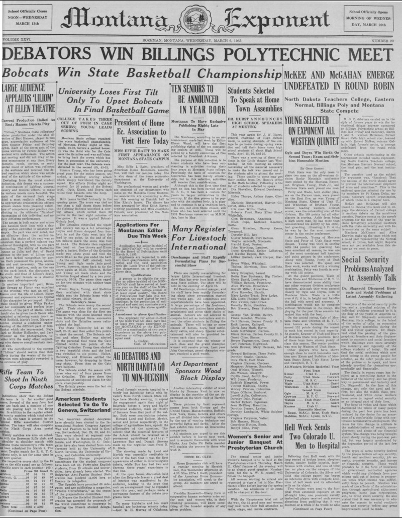 The Montana Exponent, March 6, 1935