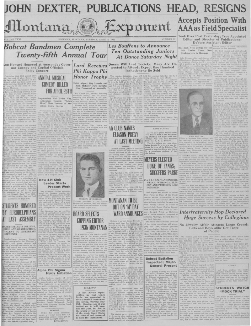 The Montana Exponent, April 2, 1935