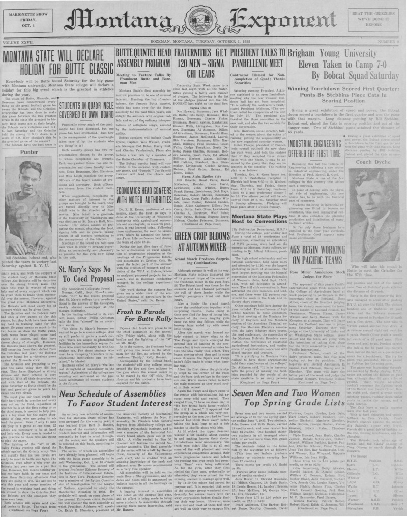 The Montana Exponent, October 1, 1935
