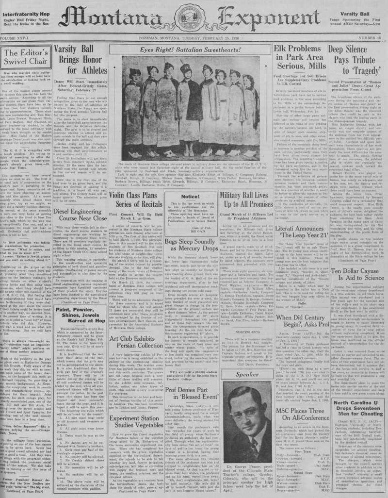 The Montana Exponent, February 25, 1936