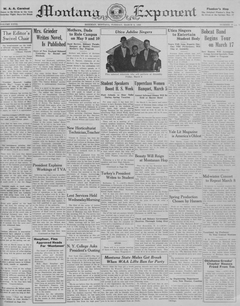 The Montana Exponent, March 3, 1936