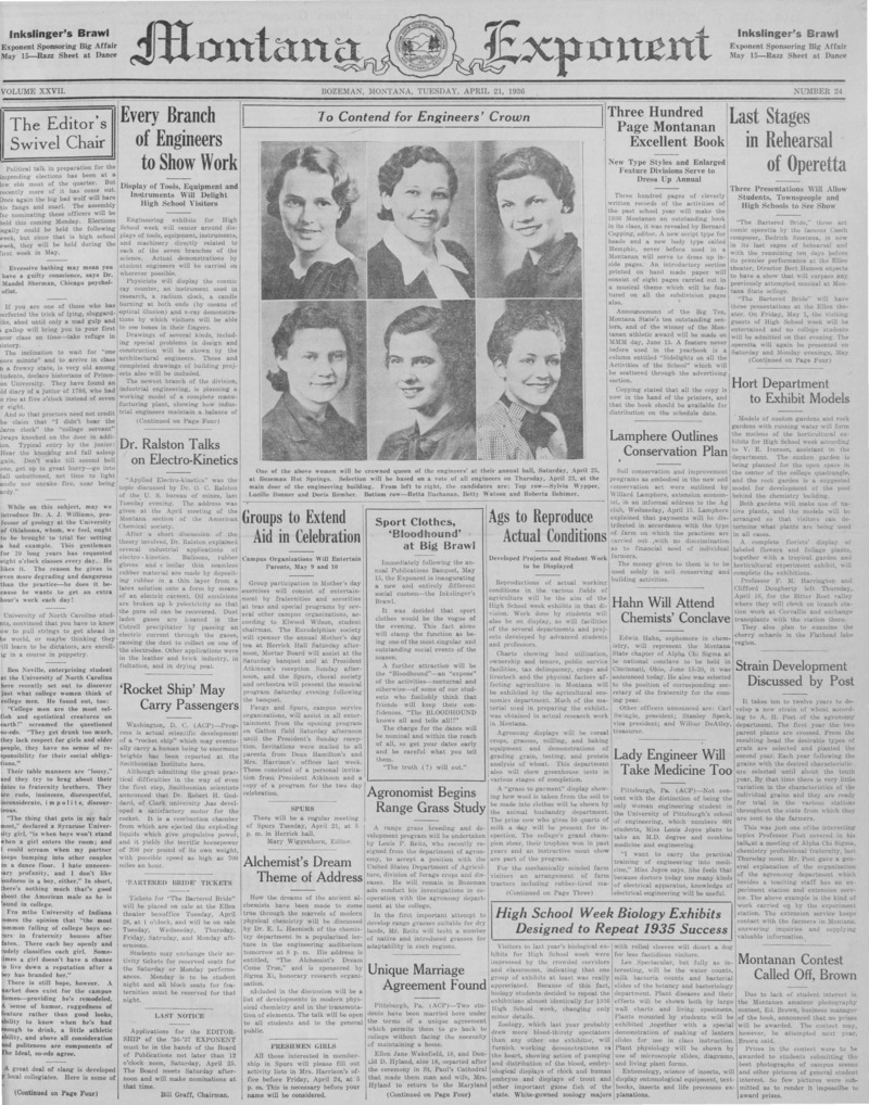The Montana Exponent, April 21, 1936
