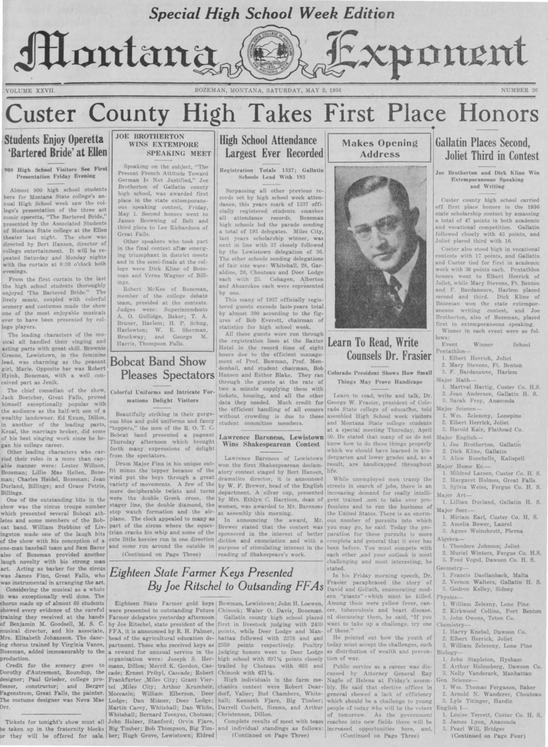 The Montana Exponent, May 2, 1936