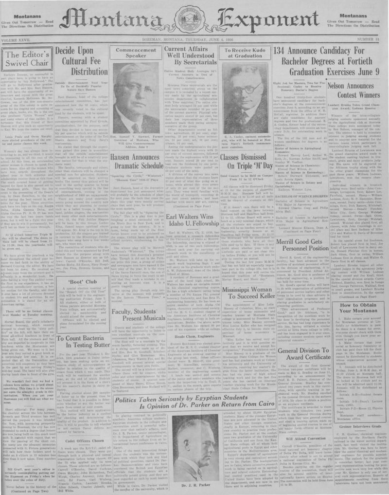 The Montana Exponent, June 4, 1936