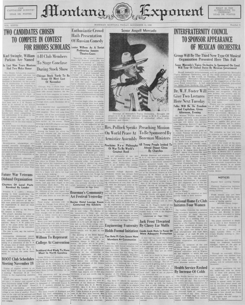The Montana Exponent, November 13, 1936