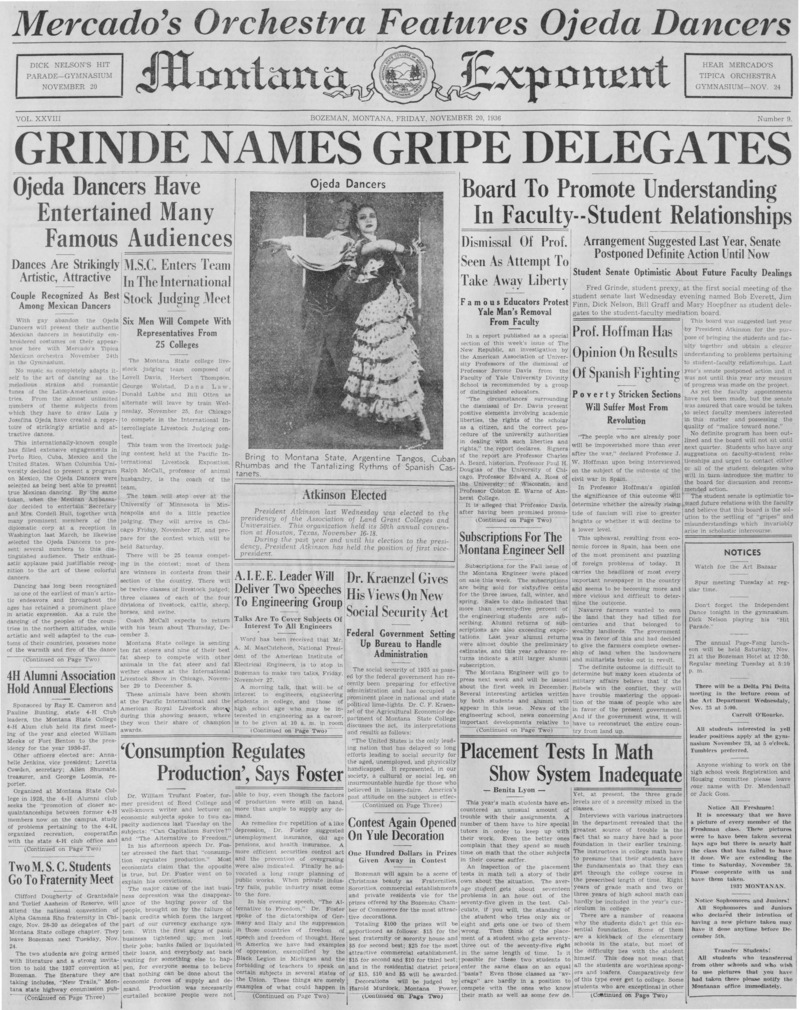The Montana Exponent, November 20, 1936