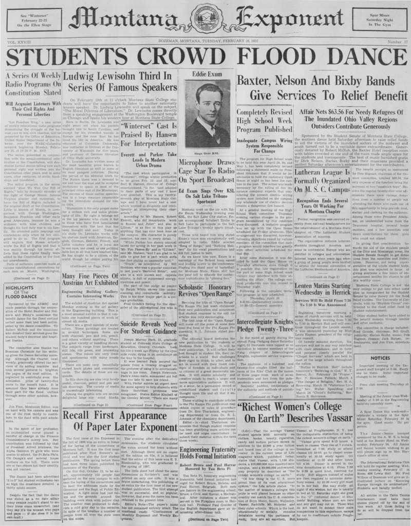 The Montana Exponent, February 16, 1937