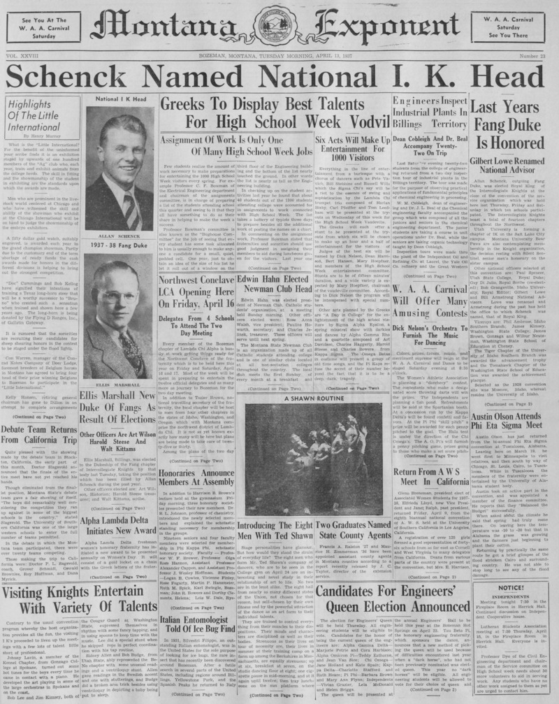 The Montana Exponent, April 13, 1937
