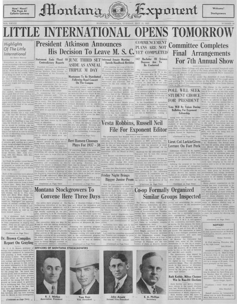The Montana Exponent, May 18, 1937