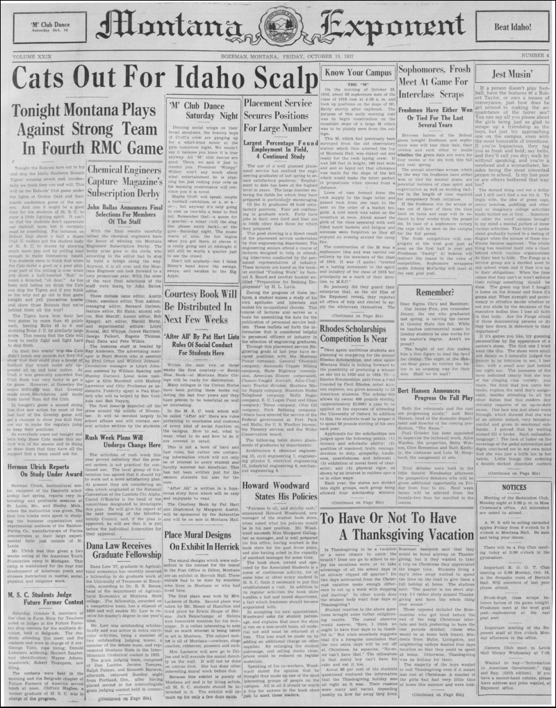 The Montana Exponent, October 15, 1937