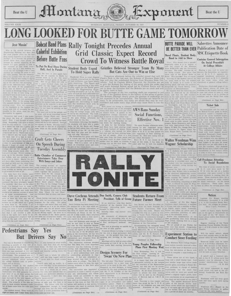 The Montana Exponent, October 29, 1937