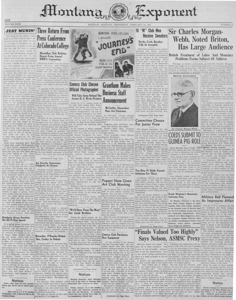 The Montana Exponent, February 16, 1938