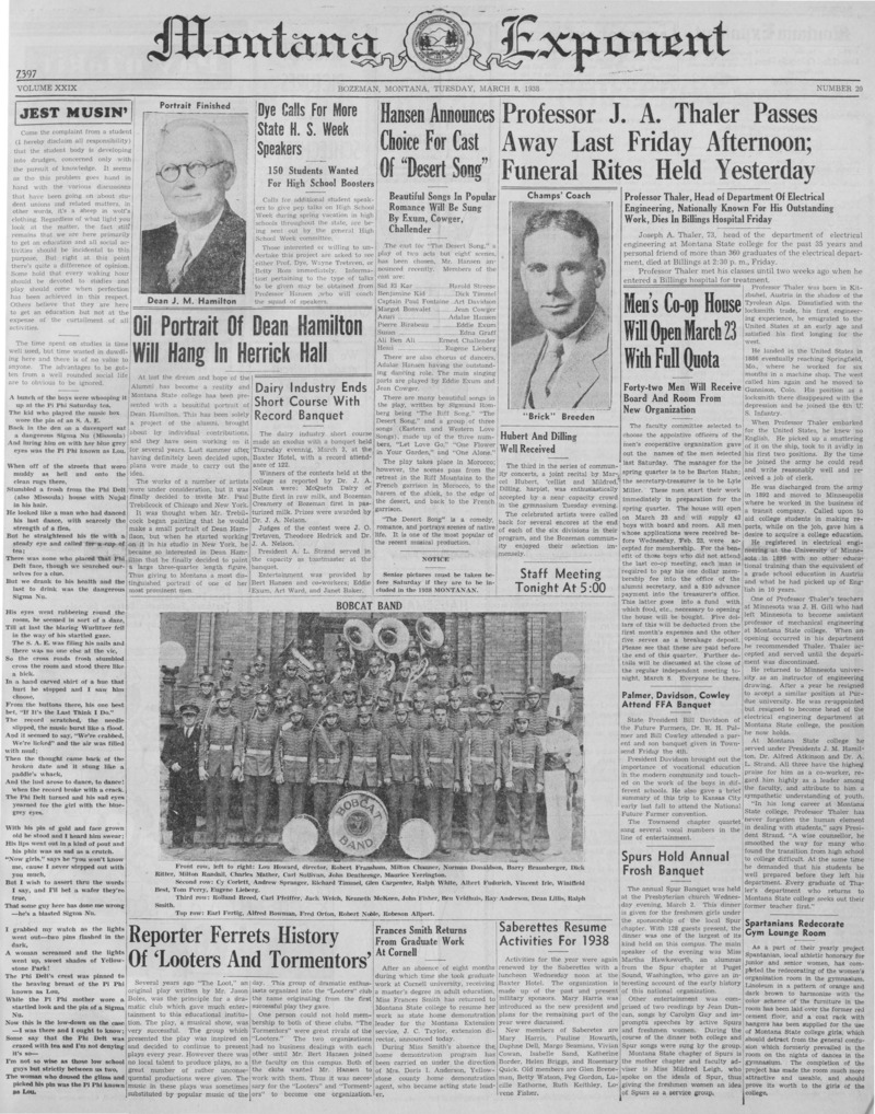 The Montana Exponent, March 8, 1938