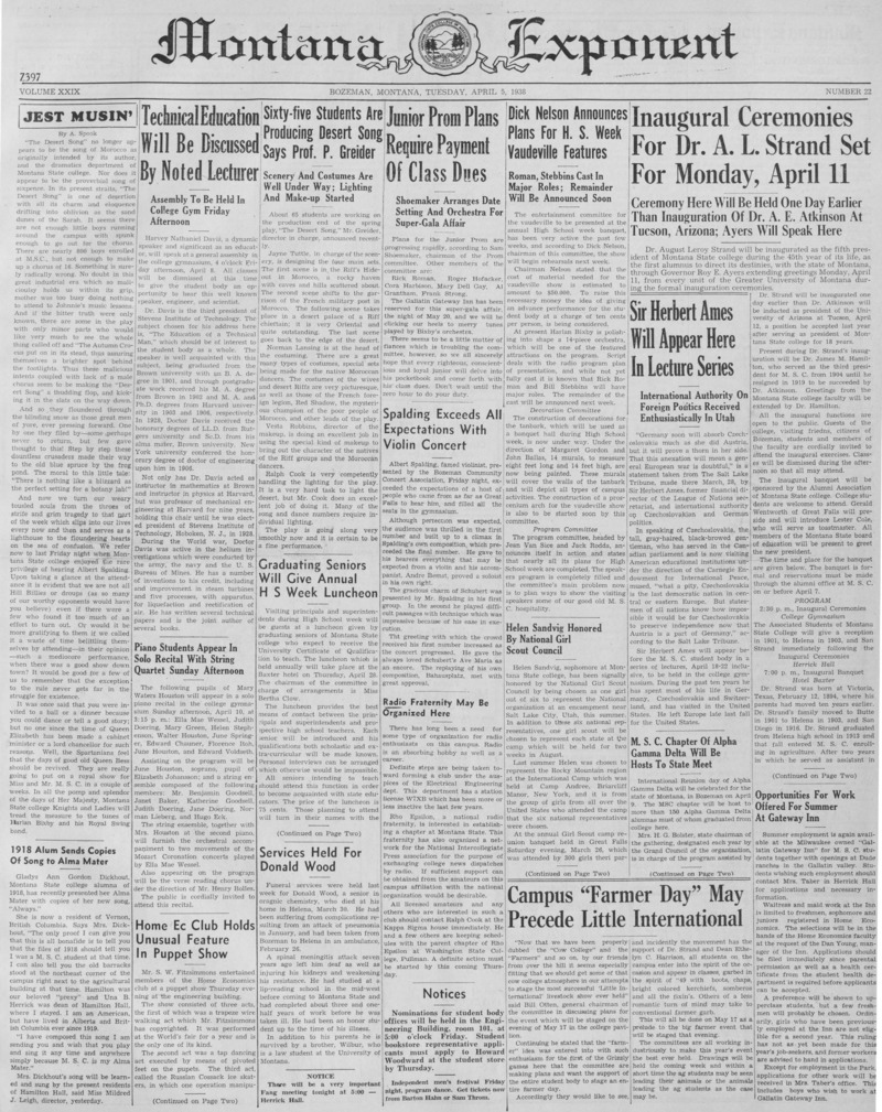 The Montana Exponent, April 5, 1938