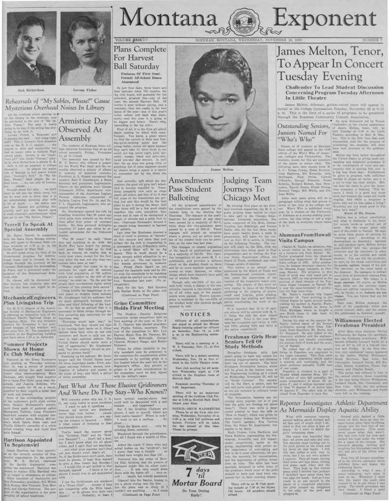 The Montana Exponent, November 16, 1938