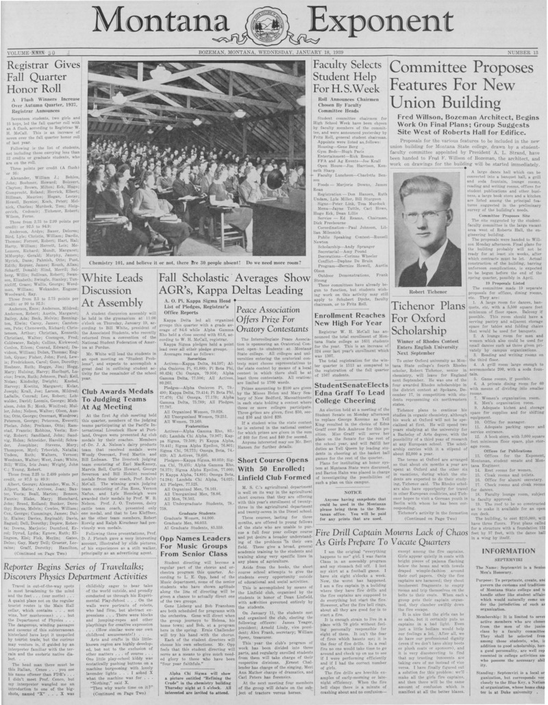 The Montana Exponent, January 18, 1939