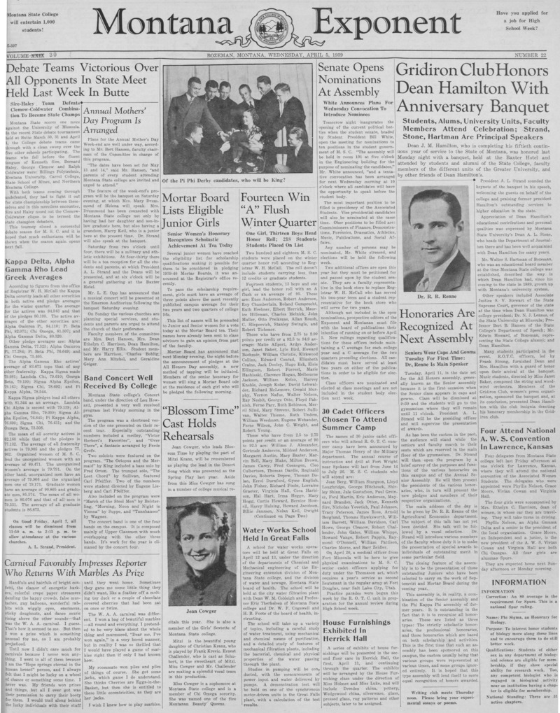 The Montana Exponent, April 5, 1939